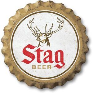 Stag Beer Metal Bottle Cap Sign Garage Shop Bar Man Cave Aluminum Outdoor LARGE